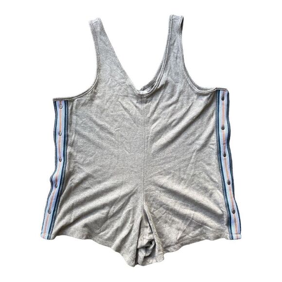 NWOT FP Movement Varsity Stripe Snap Fleece Romper L - Picture 1 of 9